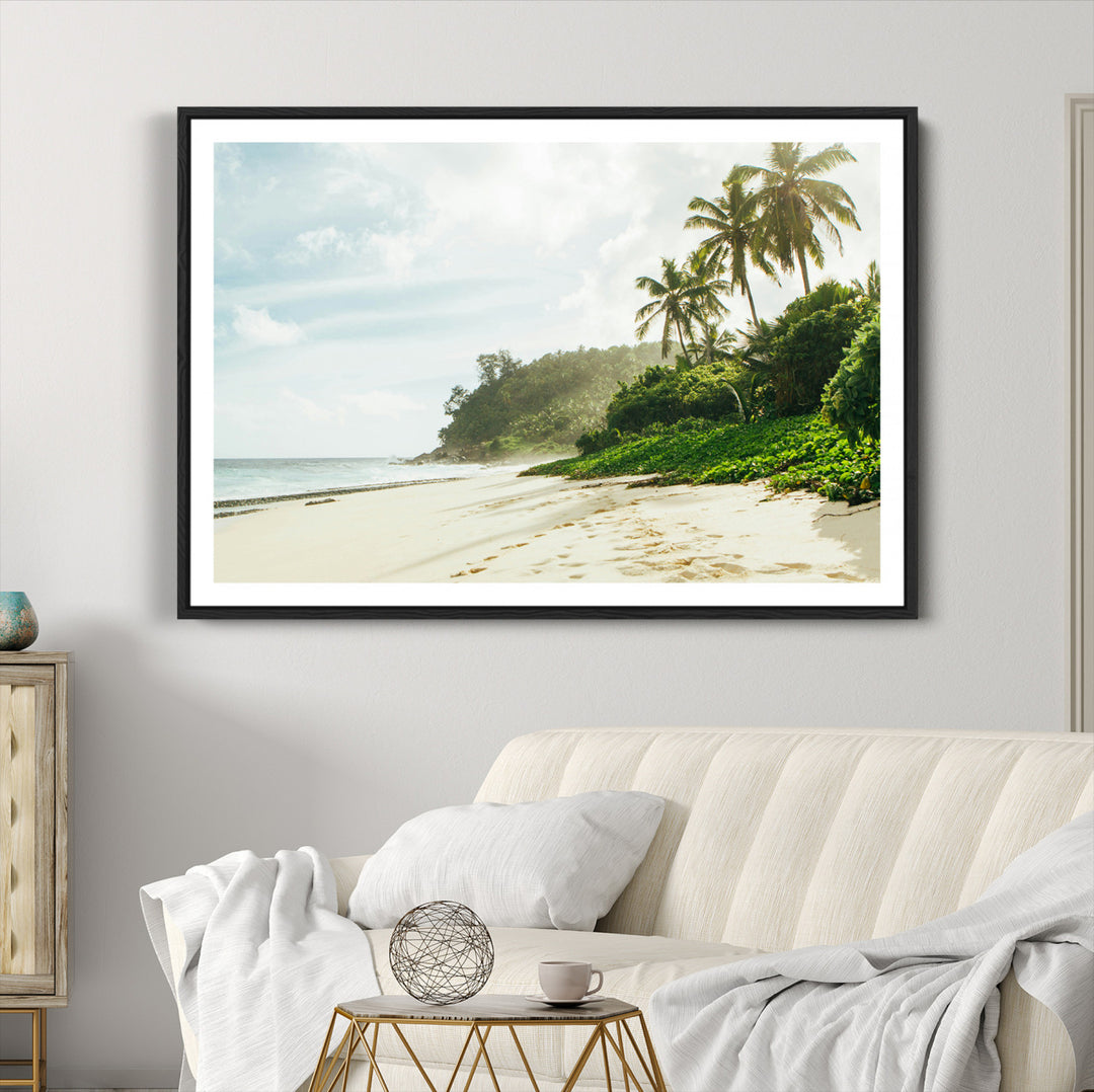 Relaxing Beach Wall Art Canvas Print, Framed Ocean View Art Picture Print, Coastal Serenity Perfect Tropical Coastal Decor Artwork