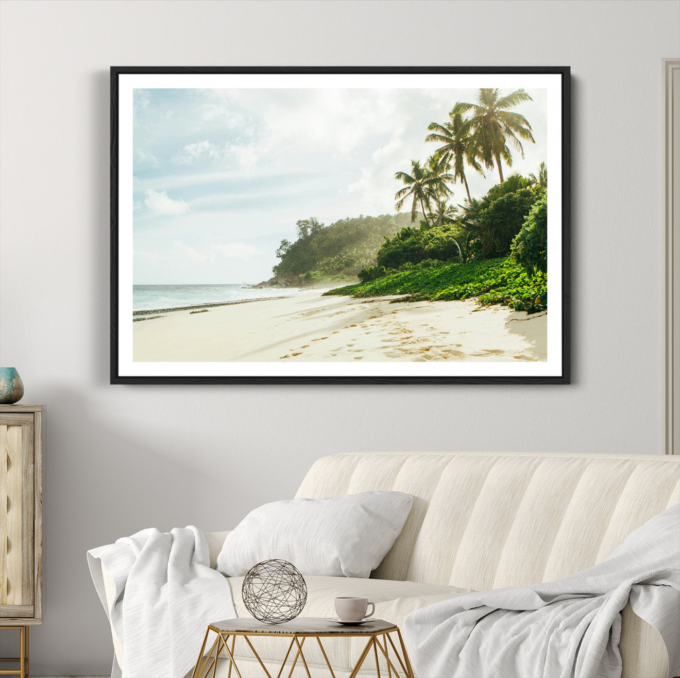 Relaxing Beach Wall Art Canvas Print, Framed Ocean View Art Picture Print, Coastal Serenity Perfect Tropical Coastal Decor Artwork