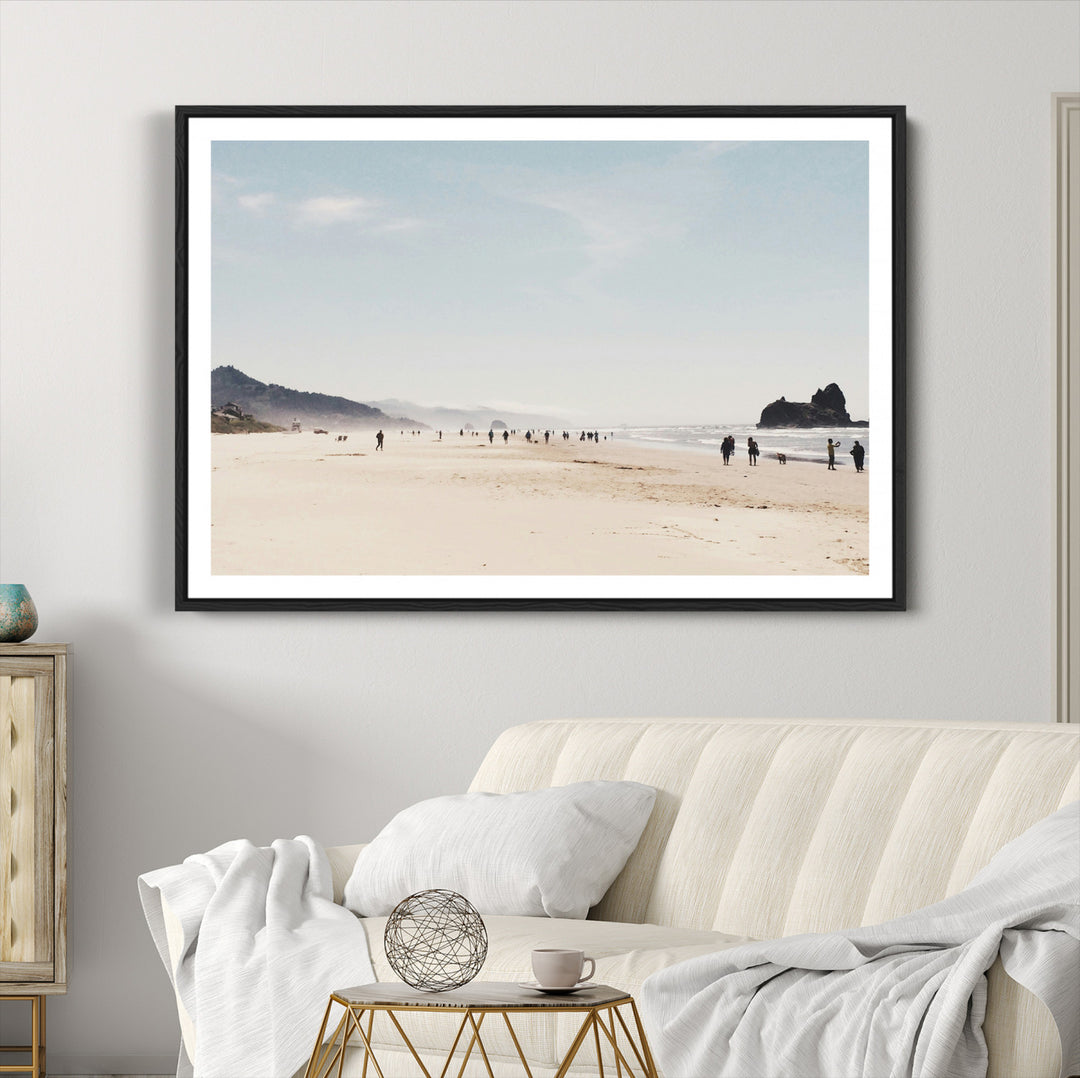 Minimalist Beach Wall Art Canvas Print, Framed Coastal Serenity Art Picture Print, Soft Sand Perfect Coastal Decor Artwork