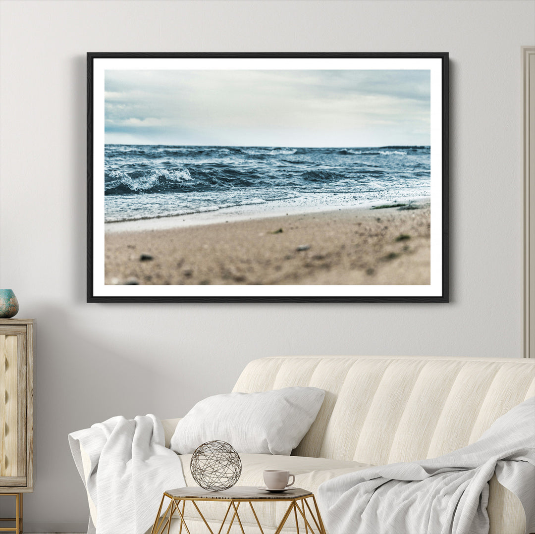 Ocean Wall Art Canvas Print, Framed Coastal Canvas Art Picture Print, Moody Seascape Perfect Coastal Minimalist Decor Artwork