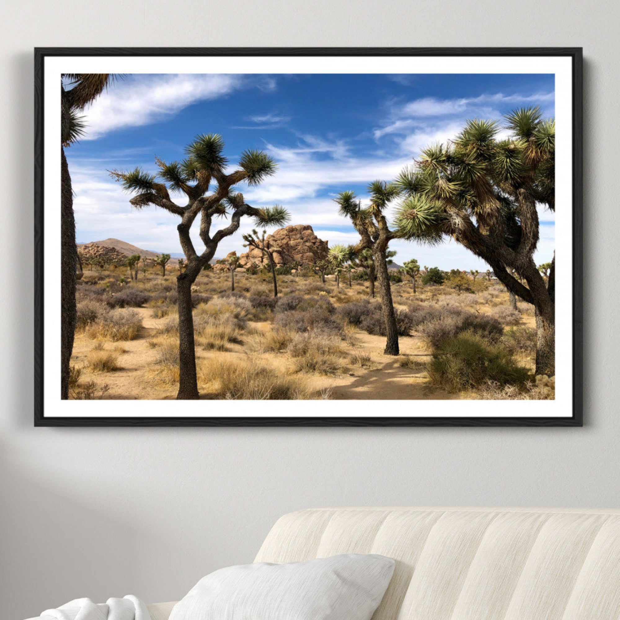 25722592-MGC-FP-36x24-Joshua Tree Desert Wall Art Canvas Print – Framed Southwestern Rustic Earth Tone Nature Scene Artwork for Home Office