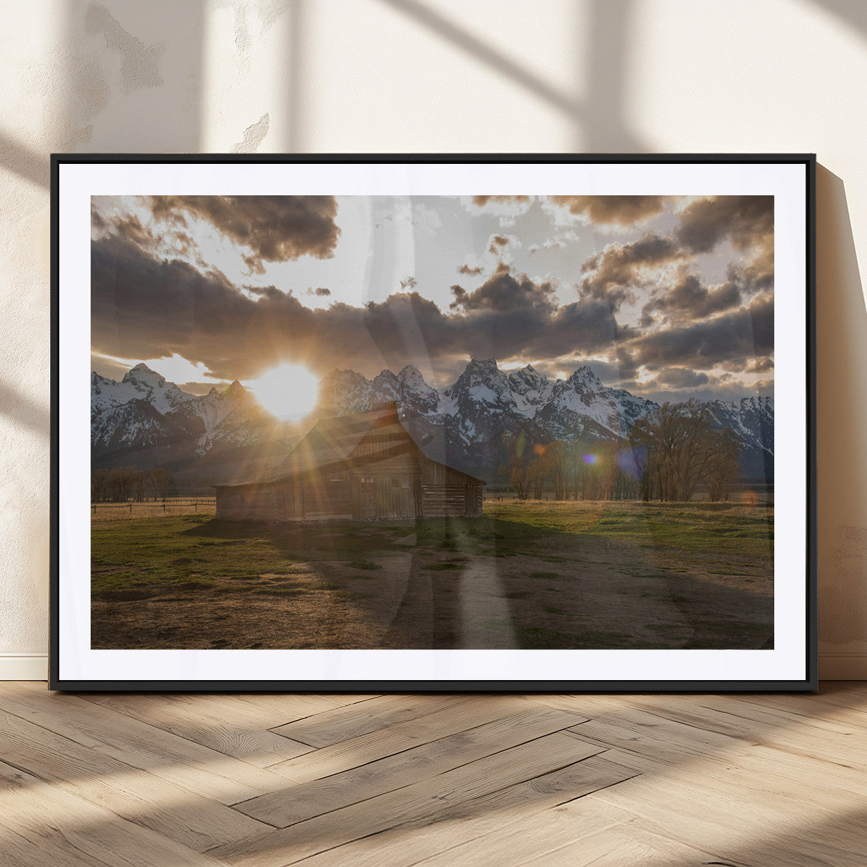 MGC-FP-36x24 - Snowy Peaks Wall Art Canvas Print, Framed Nature Escape Art Picture Print, Rustic Charm Perfect Rustic Western Decor Artwork