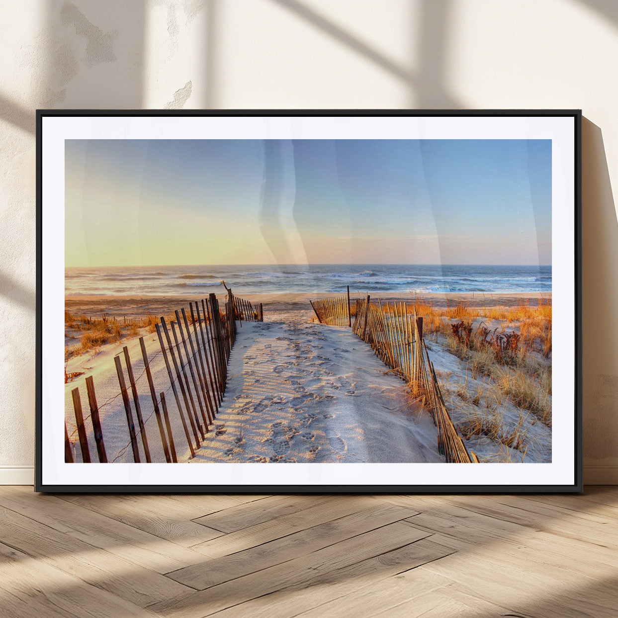 MGC-FP-36x24 - Ocean Sunset Wall Art Wall Art Canvas Print, Framed Nautical Photography Art Picture Print, Summer Beach House Decor Perfect Coastal Serenity Decor Artwork