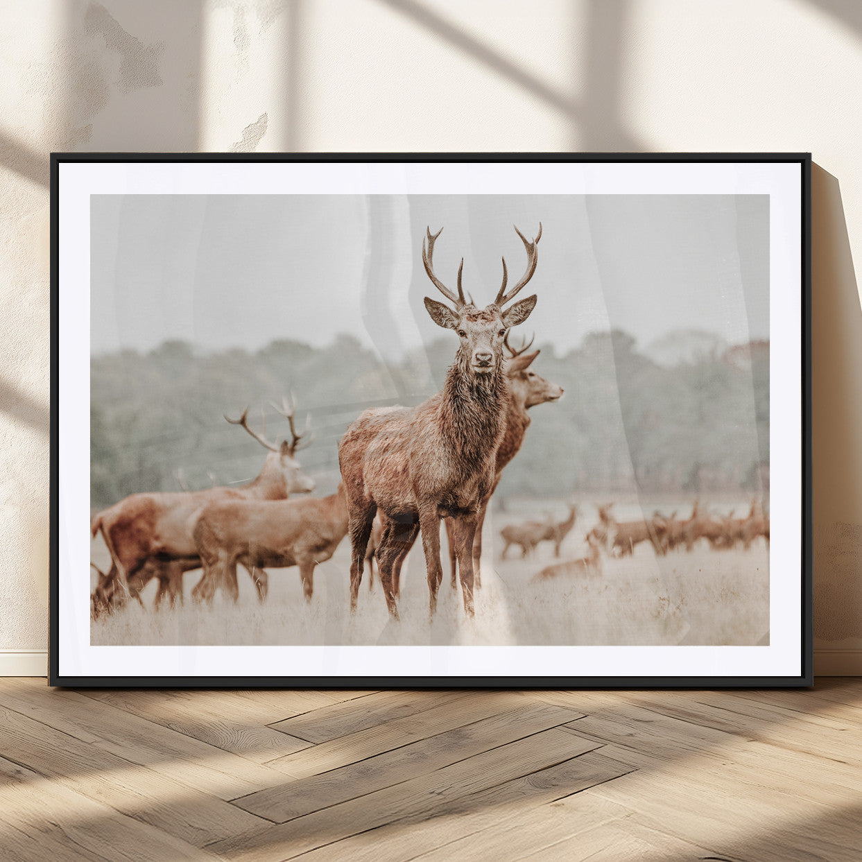 MGC-FP-36x24 - Rustic Nature Art Wall Art Canvas Print, Framed Stag Canvas Print Art Picture Print, Woodland Decor Perfect Rustic Lodge Decor Artwork