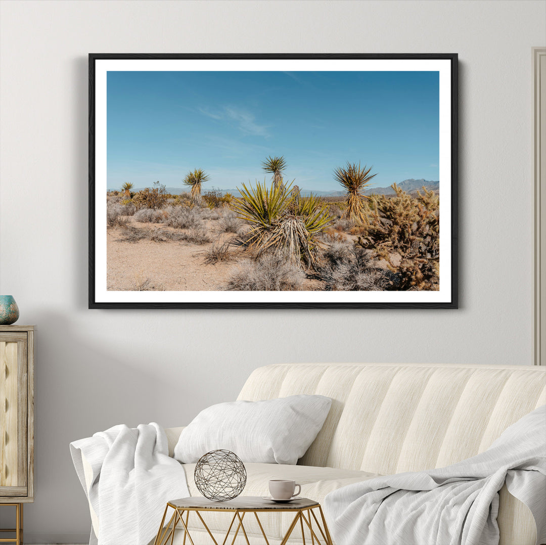 Joshua Tree Wall Art Canvas Print, Desert Landscape Print, Framed Warm Earth Tones Art Print, Large California Southwest Printing
