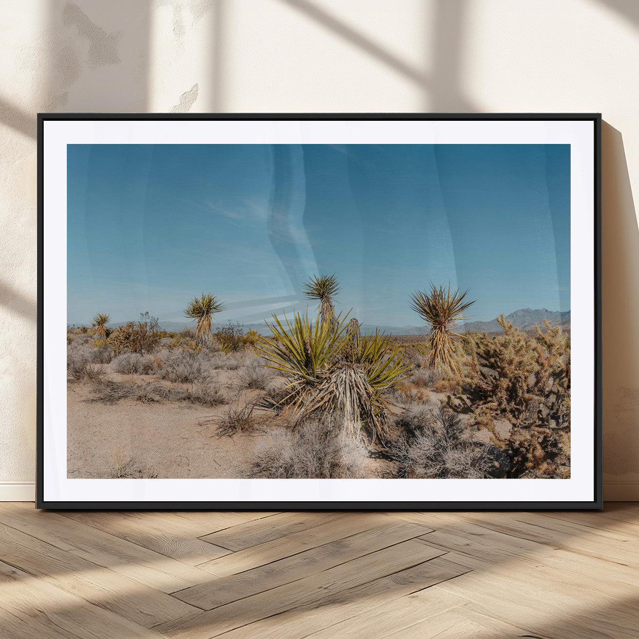 MGC-FP-36x24 - Joshua Tree Wall Art Canvas Print, Framed Desert Landscape Art Picture Print, Warm Earth Tones Perfect Southwestern Minimalist Decor Artwork
