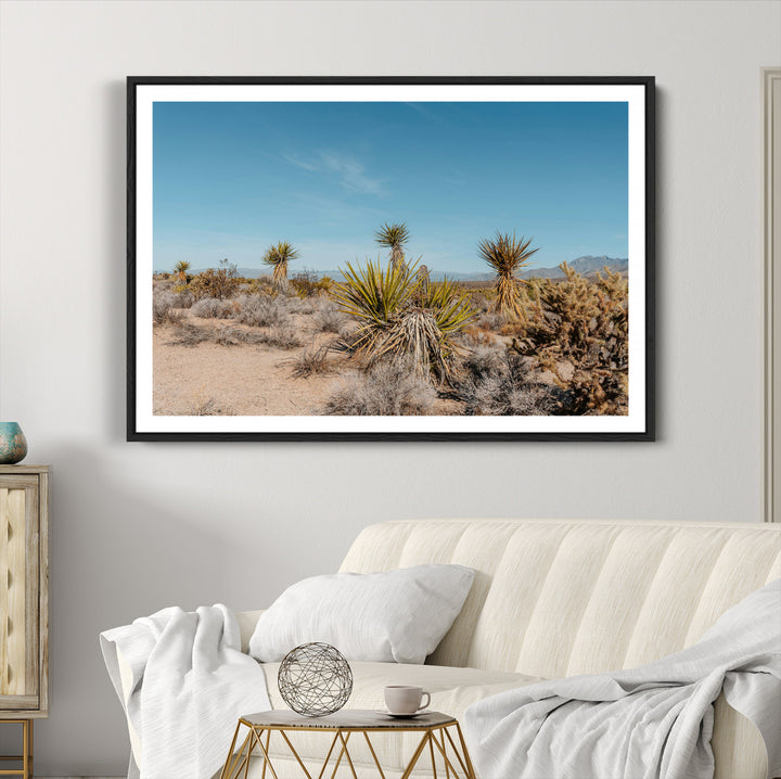 Joshua Tree Wall Art Canvas Print, Desert Landscape Print, Framed Warm Earth Tones Art Print, Large California Southwest Printing