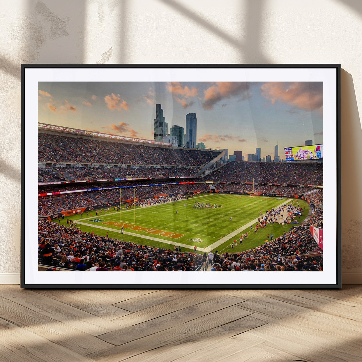 MGC-FP-36x24 - Chicago Bears Soldiers Field Wall Art Canvas Print – Framed Football Stadium Artwork for Sports