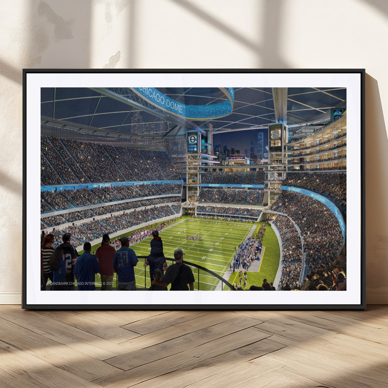 MGC-FP-36x24 - Chicago Bears Soldiers Field Wall Art Canvas Print – Framed Football Stadium Artwork for Sports