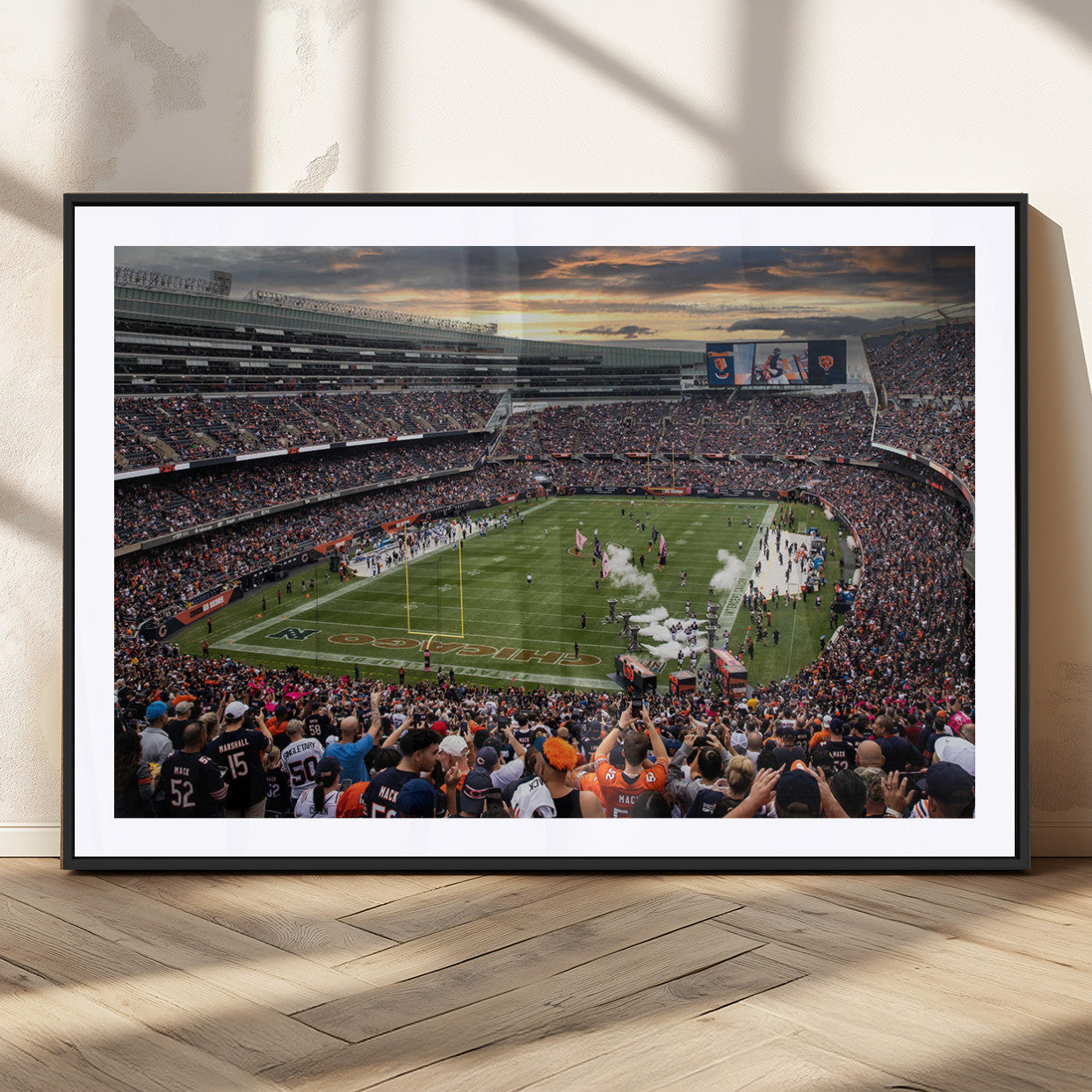 MGC-FP-36x24 - Chicago Bears Soldiers Field Wall Art Canvas Print – Framed Football Stadium Artwork for Sports