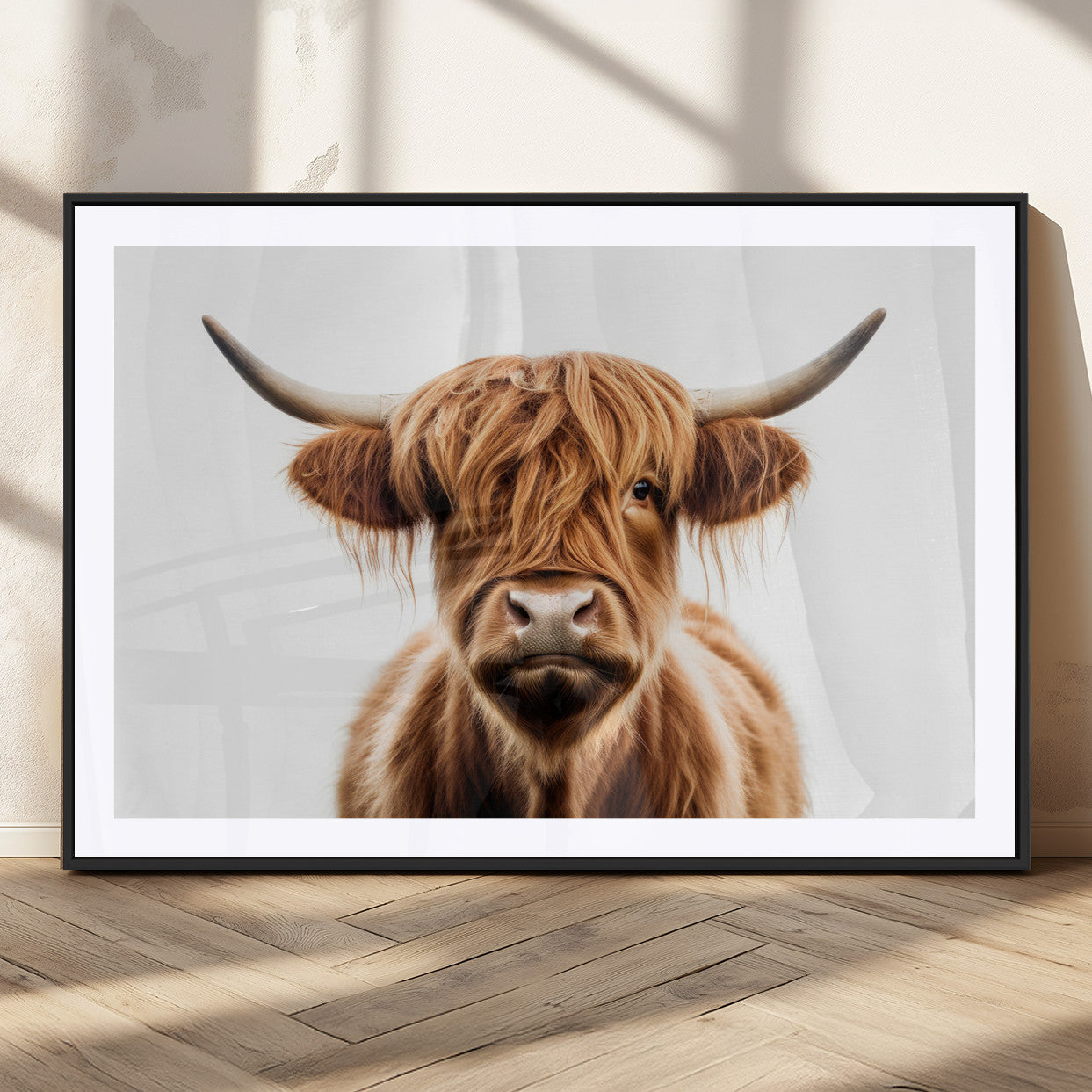 -Scottish Highland Cow Canvas Print, Framed Highland Cow Canvas Home Decor