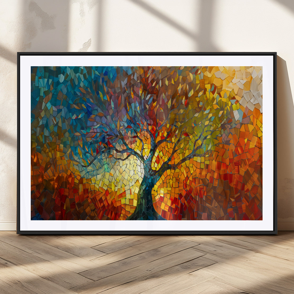 MGC-FP-36x24 - Mosaic Tree Canvas Wall Art – Vibrant Abstract Nature Design, Colorful Decor for Living Room, Bedroom, or Creative Spaces