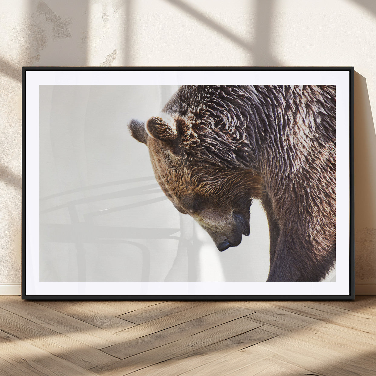 Majestic Bear Portrait - Capture the raw beauty of a bear in a detailed close-up, perfect for your Wall Art Canvas Print collection