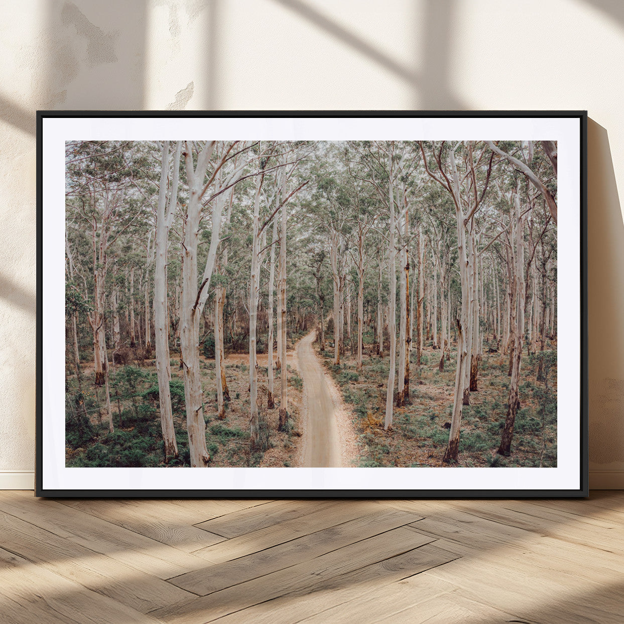 24760563-MGV-CV-36X24-Forest Dirt Road Canvas Wall Art Print, Scenic Woodland Pathway, Tall Trees Nature Canvas for Living Room or Office 1 Panel Wrapped Canvas