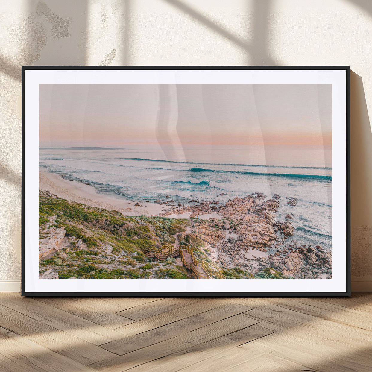 27332135-MGV-CV-36X24-Coastal Cliffside Canvas Wall Art Print, Ocean Shore Landscape Decor, Large Scenic Beach Canvas for Living Room or Office 1 Panel Wrapped Canvas