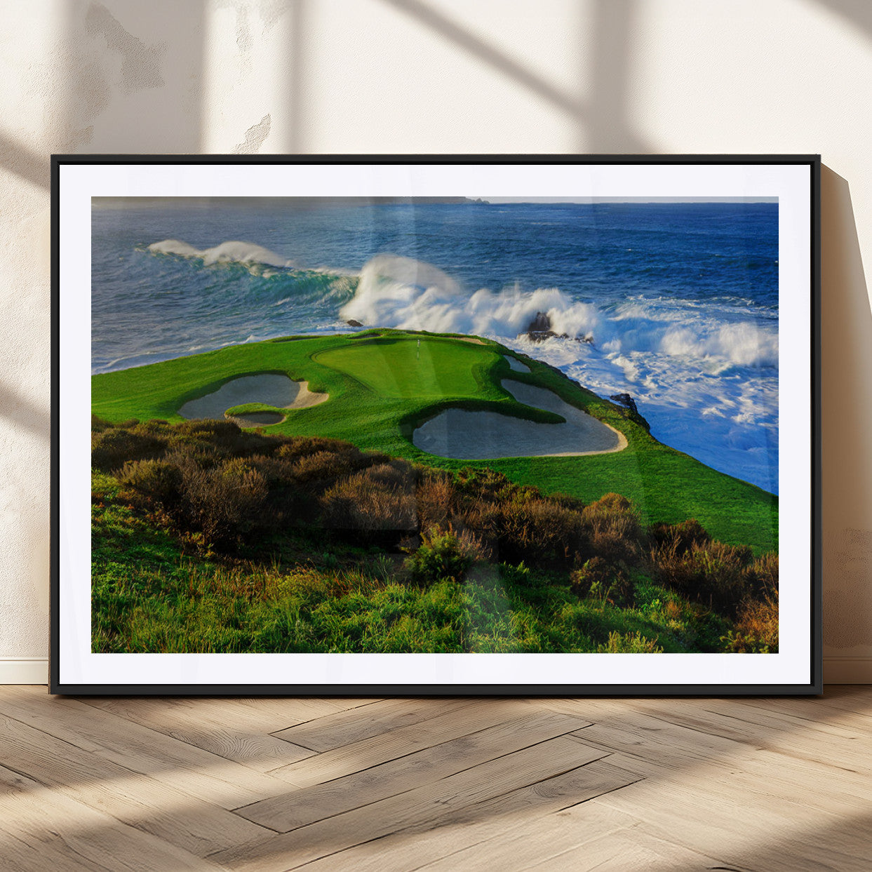 -Ocean Cliffside Golf Course Green Waves Surf Sand Bunker Scenic Coastal Landscape Nature Wall Art