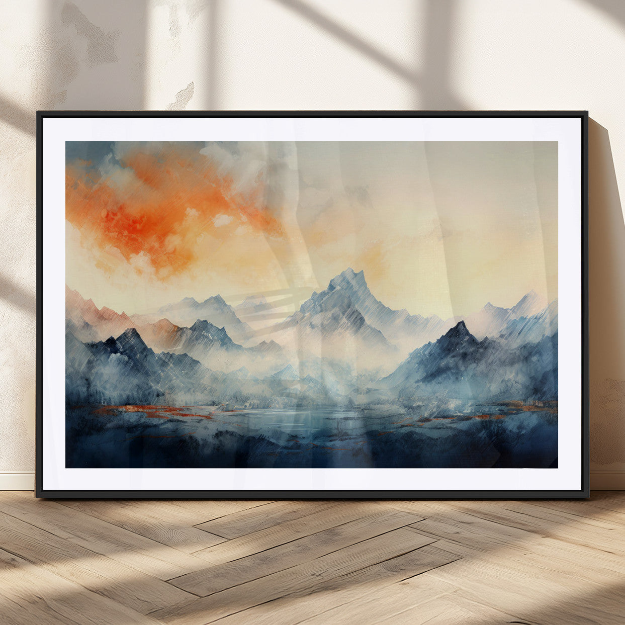 Warm Clouds Abstract Mountain Wall Art Canvas Print