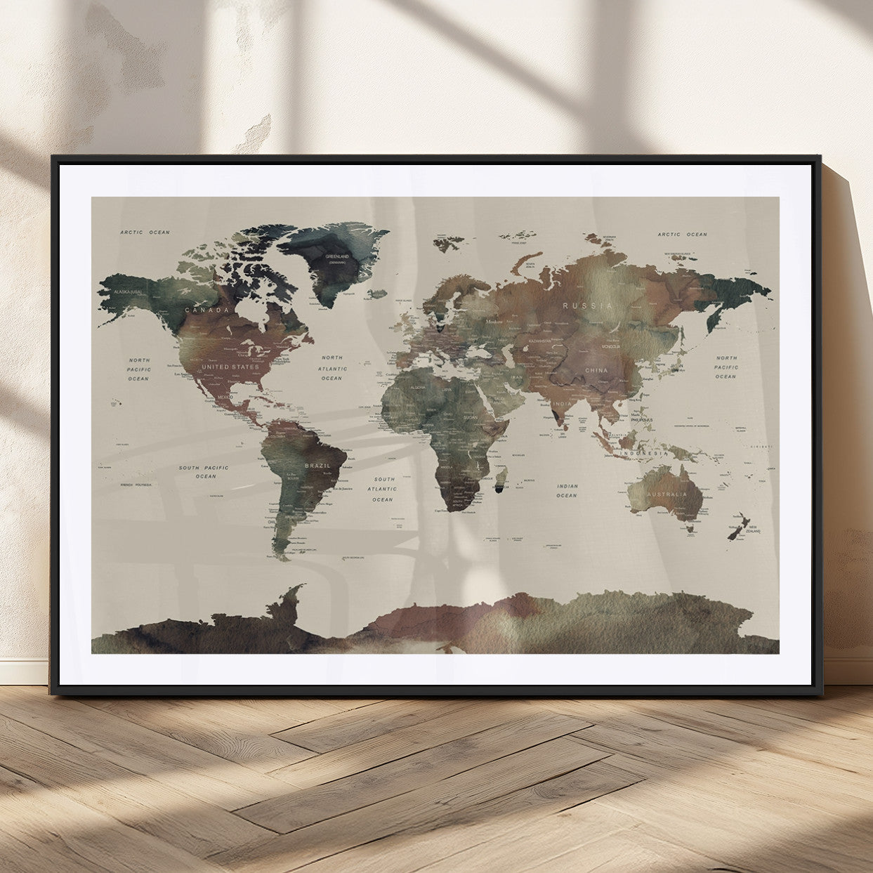 MGC-FP-36x24 - World Map Wall Art Canvas Print for Home and Office Decor