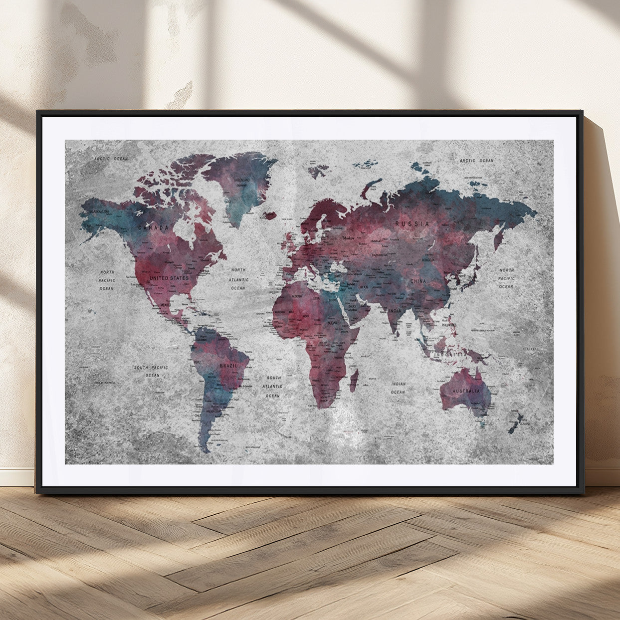 MGC-FP-36x24 - World Map Wall Art Canvas Print for Home and Office Decor