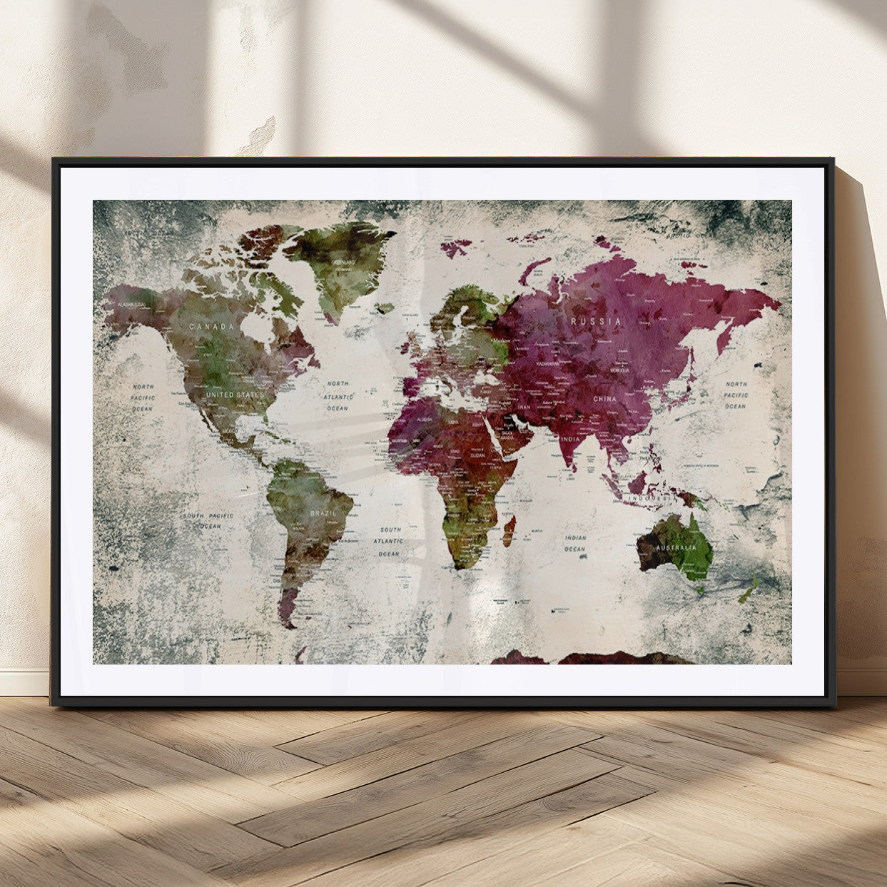 MGC-FP-36x24 - World Map Wall Art Canvas Print for Home and Office Decor