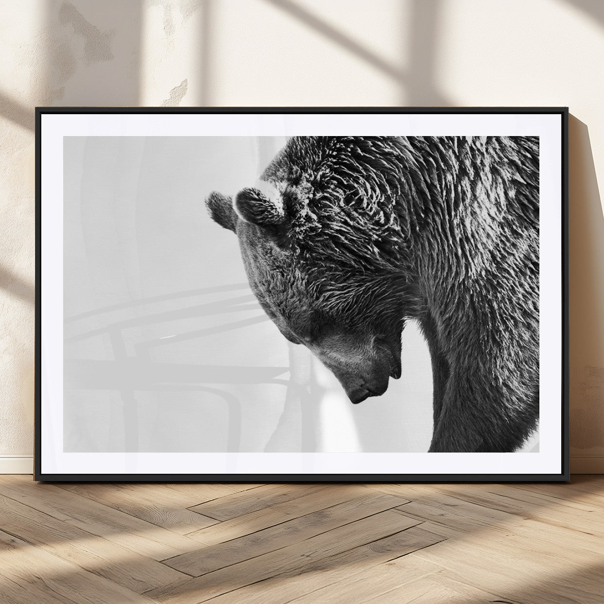 MGC-FP-36x24 - Black and White Grizzly 399 Bear Canvas Print Wall Art | Large Wildlife Canvas Print for Living