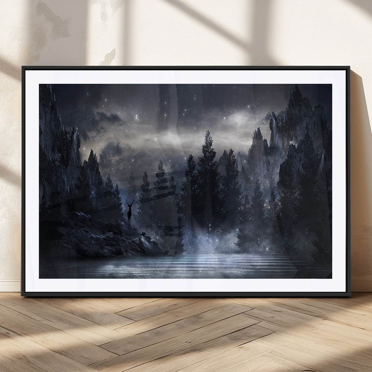 MGC-FP-36x24 - Night Landscape and Trees Wall Art Canvas Print