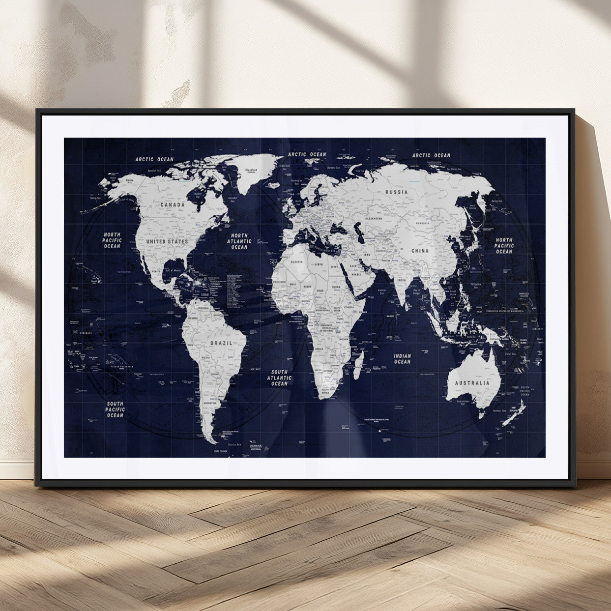 MGC-FP-36x24 - World Map Wall Art Canvas Print for Home and Office Decor