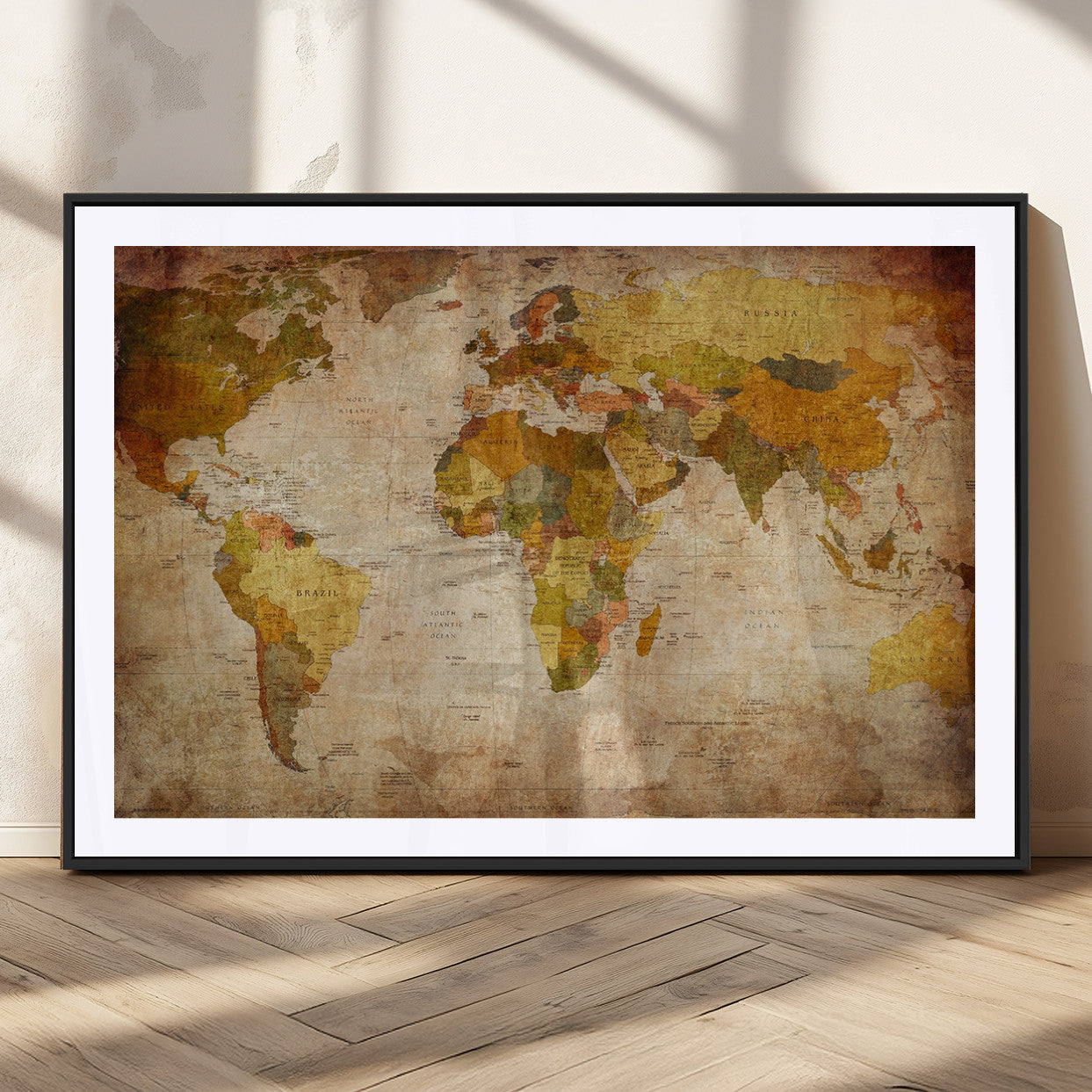 MGC-FP-36x24 - Push Pin World Map Canvas Print – Framed Wall Art for Couples to Track Their Travels – Anniversary