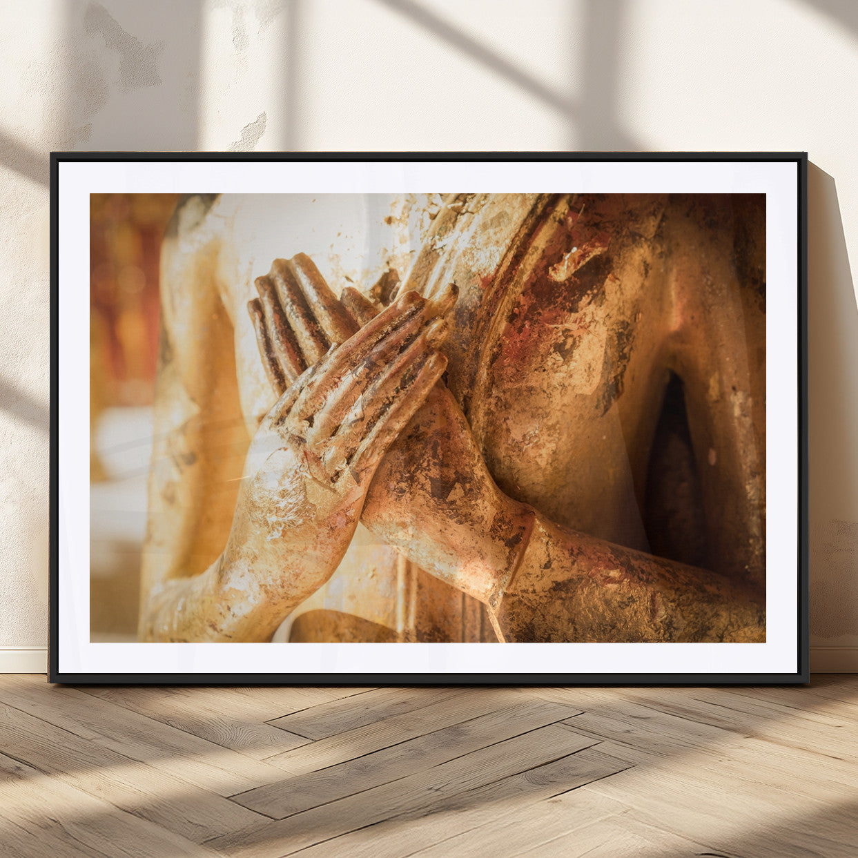 87005-MGC-FP-36x24_Black-Buddha Statue Hands Wall Art Canvas Print