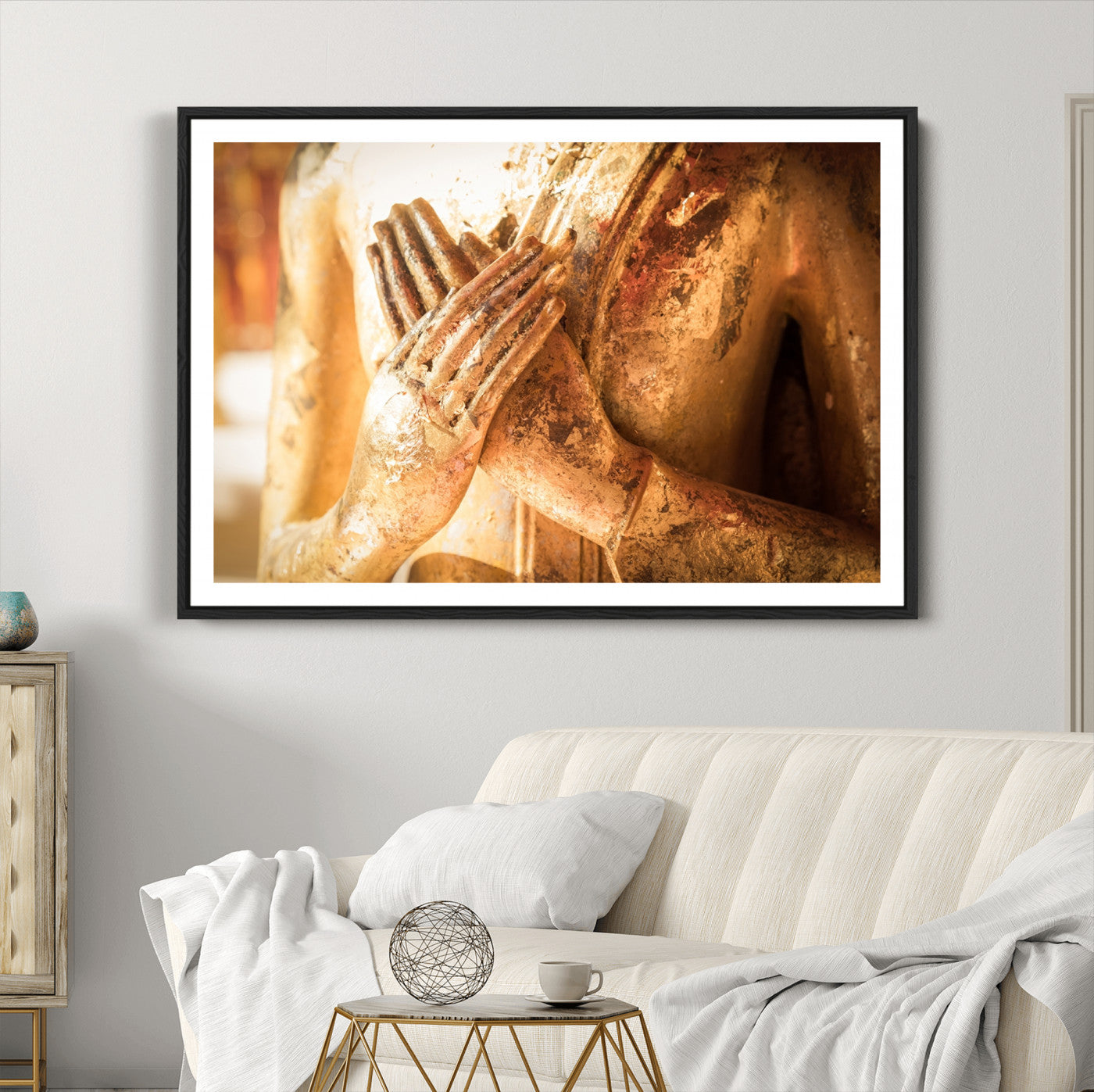 87005-MGC-FP-36x24_Black-Buddha Statue Hands Wall Art Canvas Print