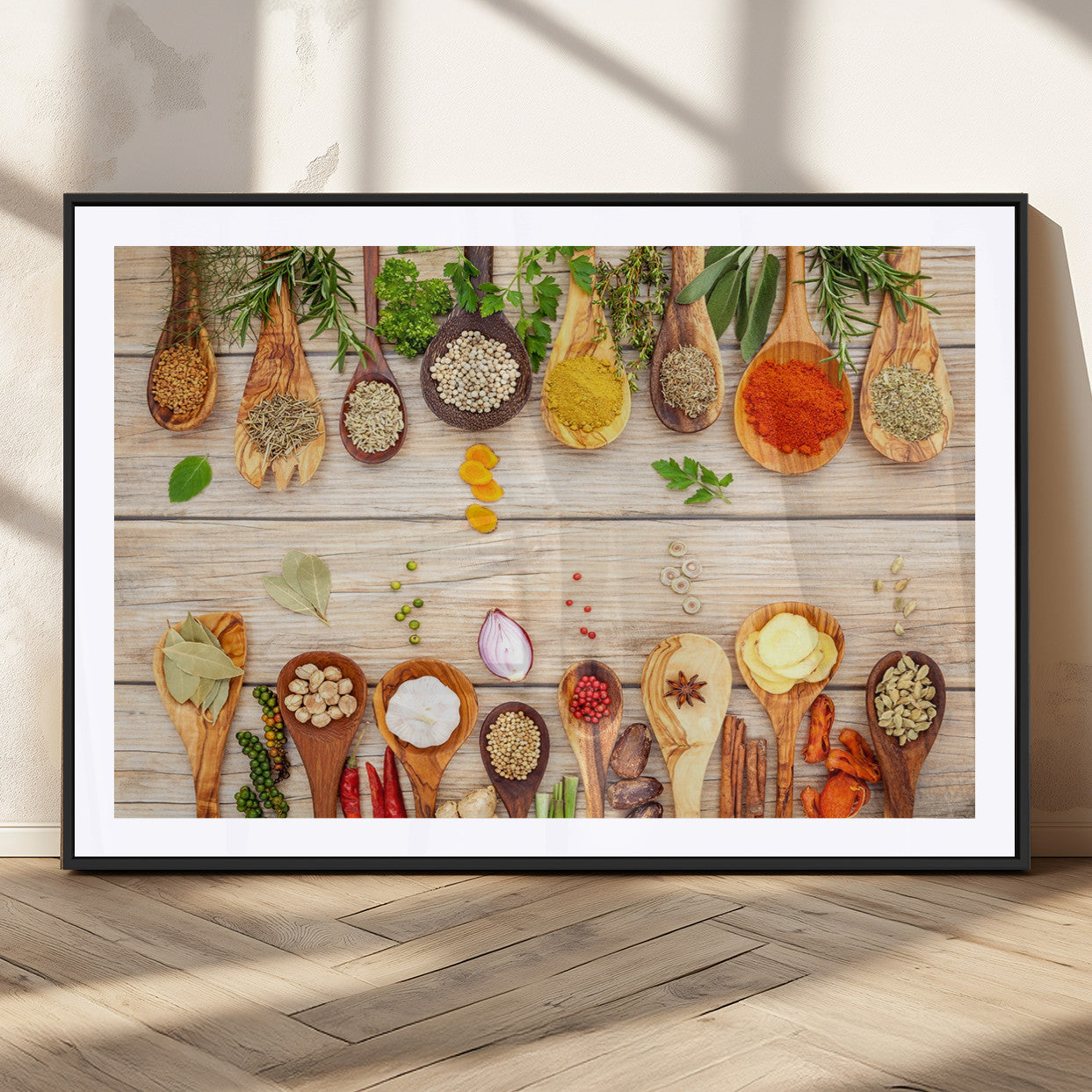 MGC-FP-36x24 - Kitchen Spice on the Table Wall Art, Kitchen Spice Wall Art Canvas Print