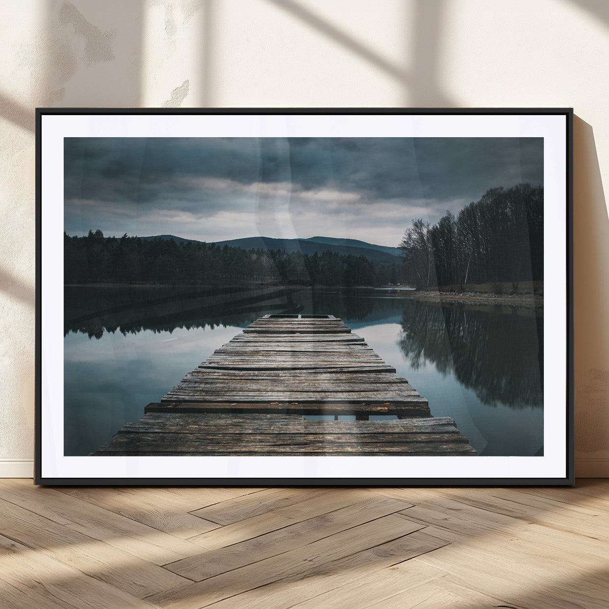MGC-FP-36x24 - Wooden Bridge Near Lake Wall Art Canvas Print