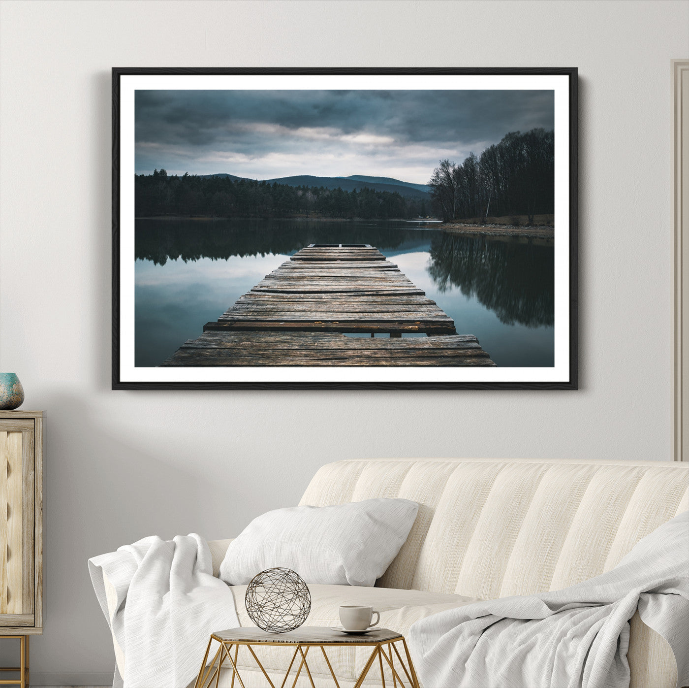 65946-MGC-FP-36x24_Black-Wooden Bridge Near Lake Wall Art Canvas Print