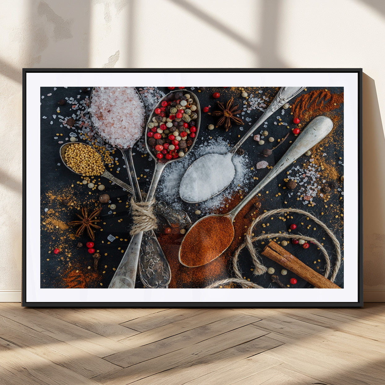 MGC-FP-36x24 - Spices and Seasonings Canvas Wall Art – Colorful Triptych Kitchen Decor – Culinary Art for Dining
