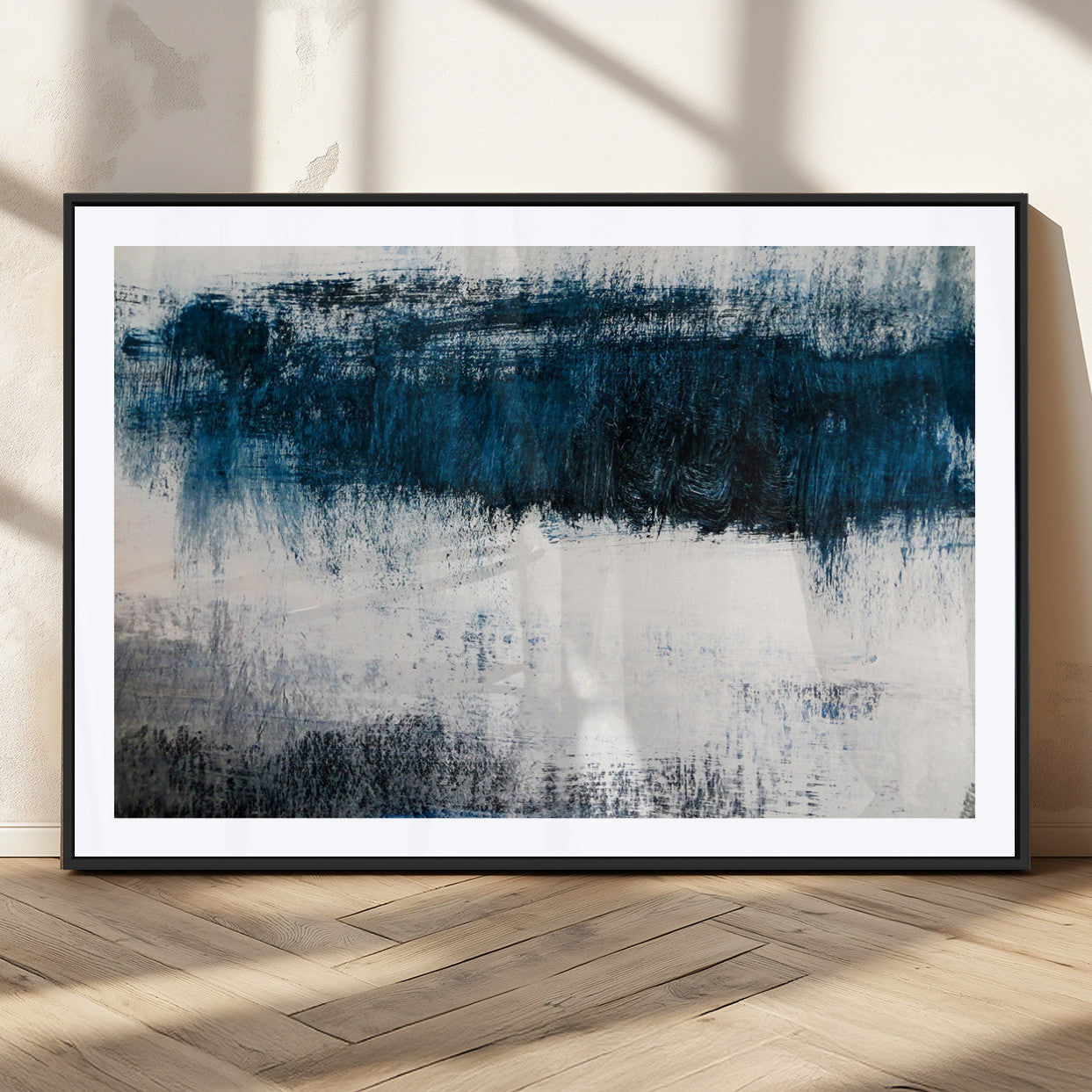 MGC-FP-36x24 - Abstract Blue and White Canvas Art | Large Wall Art for Modern Living Room Decor | Minimalist