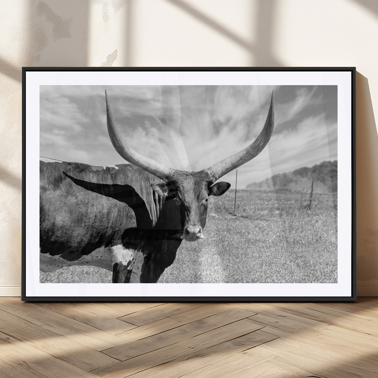 MGC-FP-36x24 - Cattle Wall Art Longhorn Cow Canvas Print