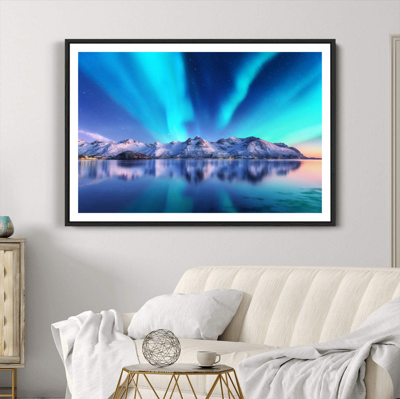 49902-MGC-FP-36x24_Black-Northern Lights above Mountain Wall Art, Northern Lights Wall Art Canvas Print