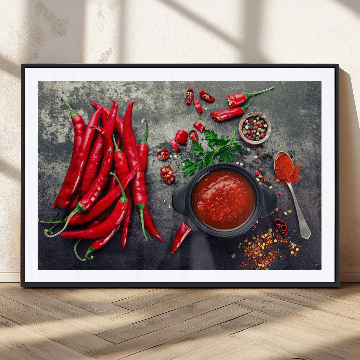 MGC-FP-36x24 - Red Chili Peppers Wall Art Kitchen Artwork Canvas Print