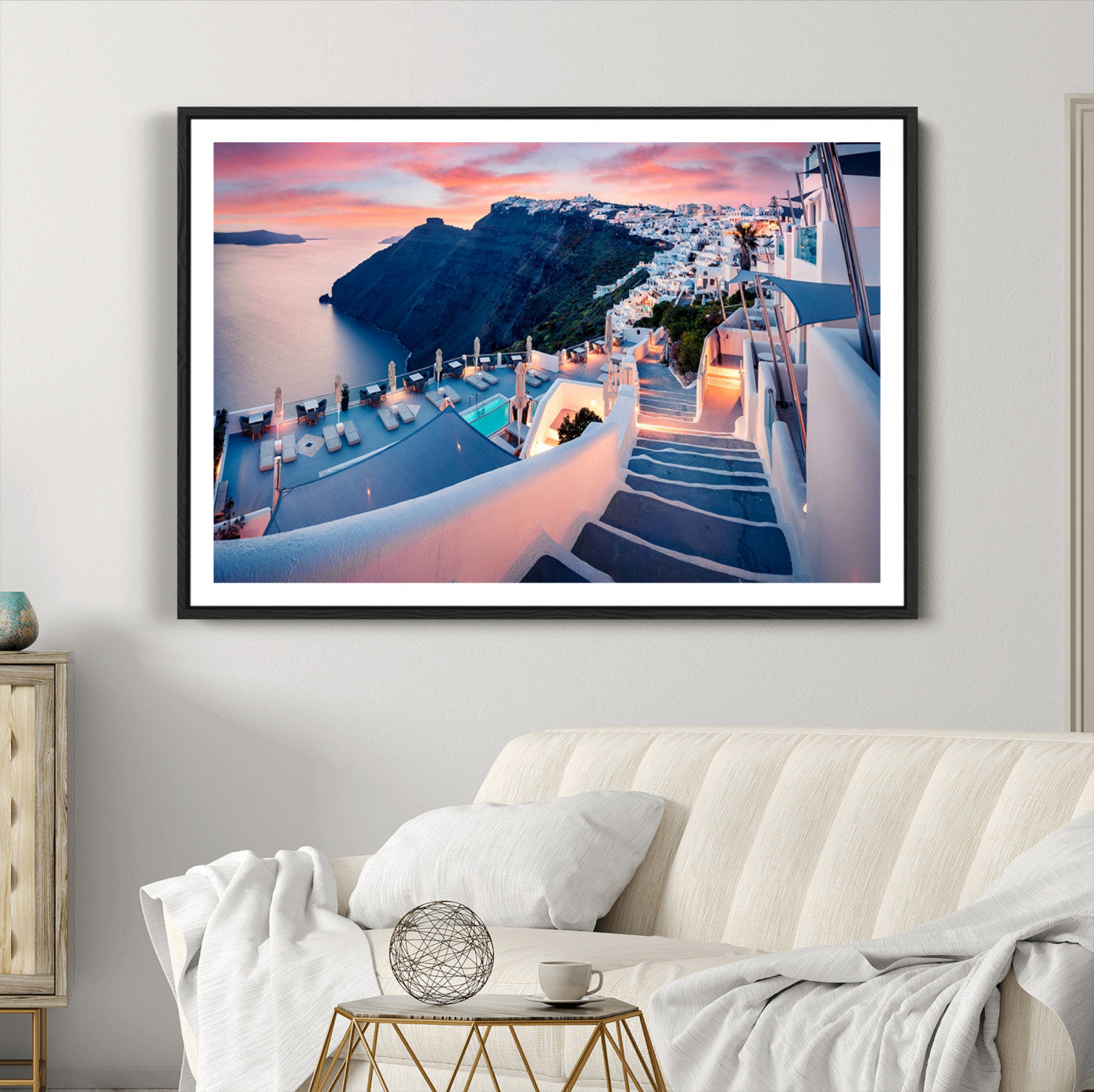 65067-MGC-FP-36x24_Black-Greece Santorini Wall Art Landscape Canvas Print
