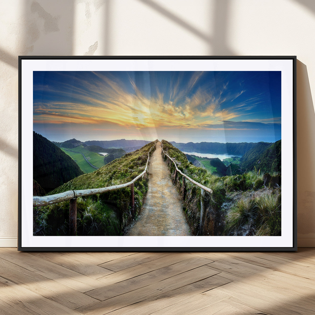 MGC-FP-36x24 - Mountain and Sunset Wall Art Canvas Print