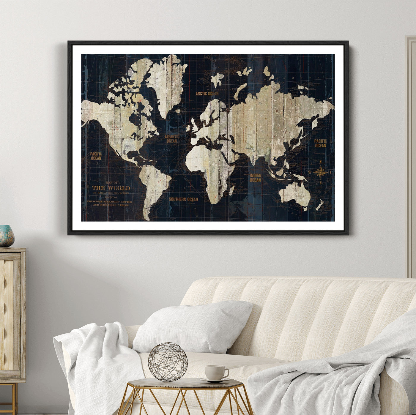 14651-MGC-FP-36x24_Black-Push Pin World Map Canvas Print – Framed Wall Art for Couples to Track Their Travels – Anniversary Gift or Home Adventure Decor
