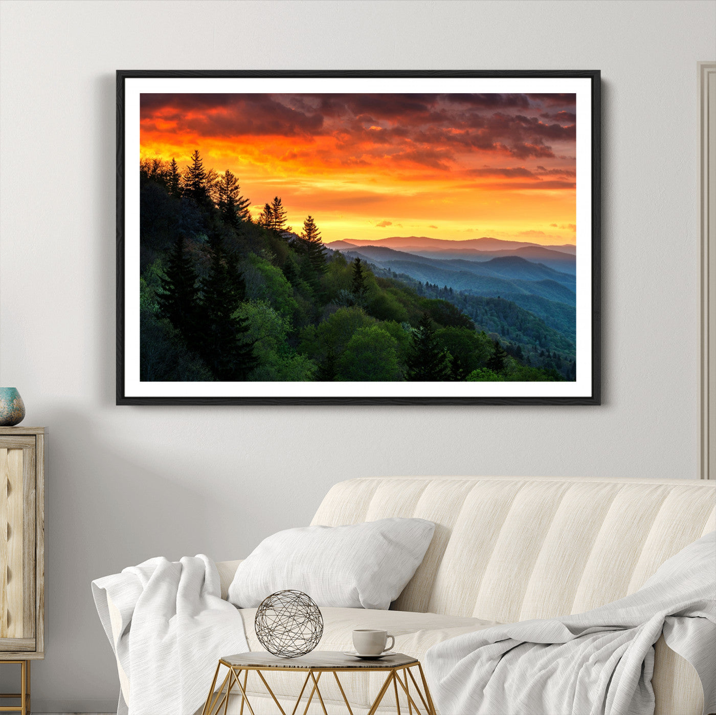 28501-MGC-FP-36x24_Black-Forest Landscape Wall Art Sunset Canvas, Forest Sunset Canvas Print