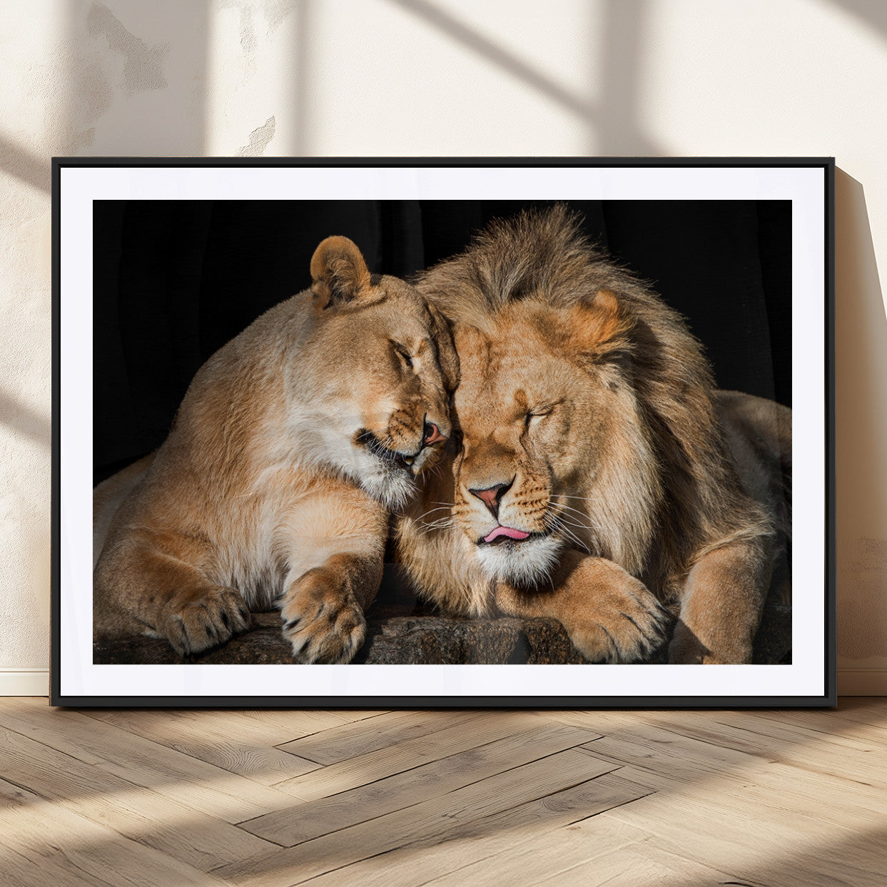 MGC-FP-36x24 - Lion and Lioness Wall Art Print Canvas | 3-Panel African Wildlife Canvas Print | Animal-Themed Art