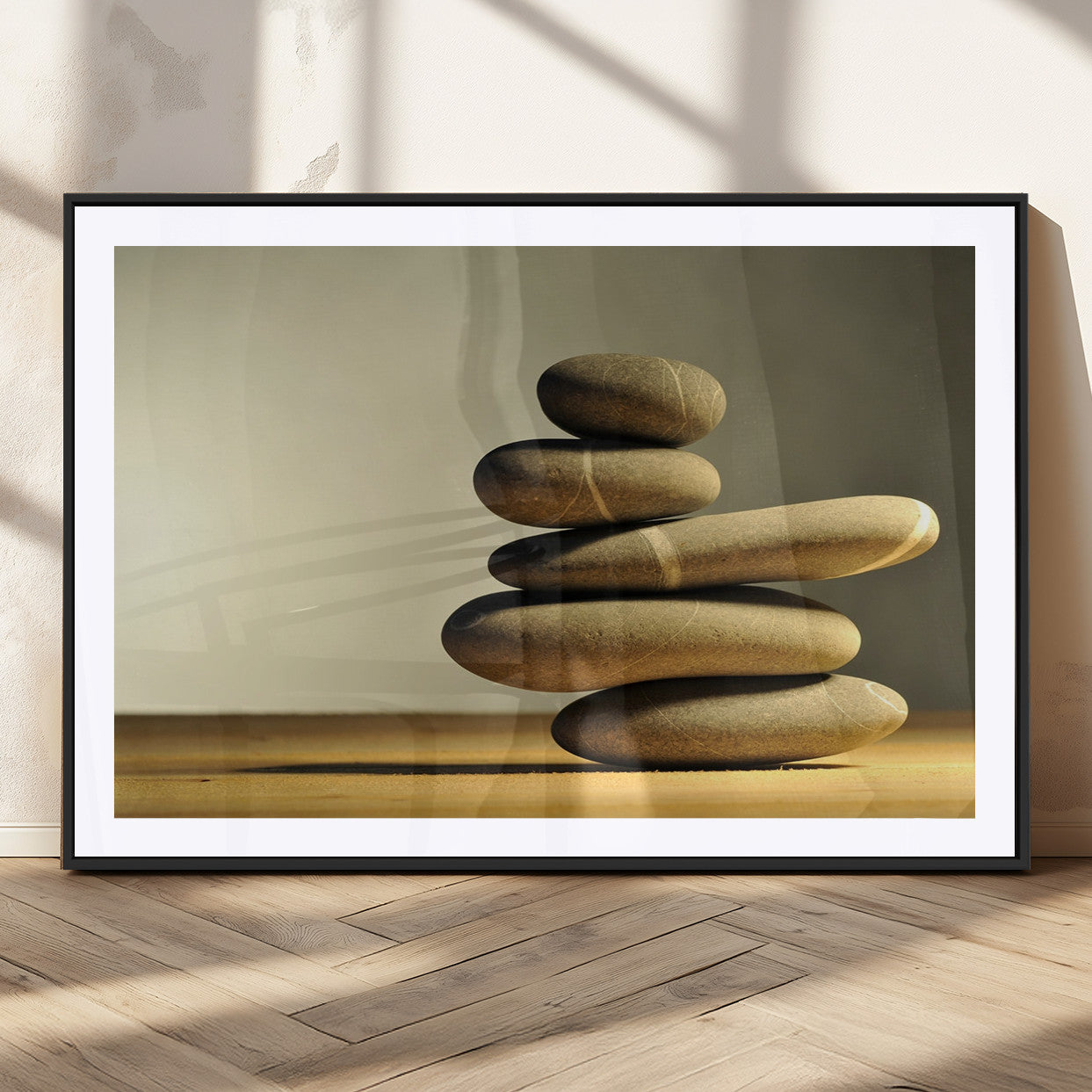 90045-MGC-FP-36x24_Black-Fluvial Zen Stones Canvas Wall Art Print