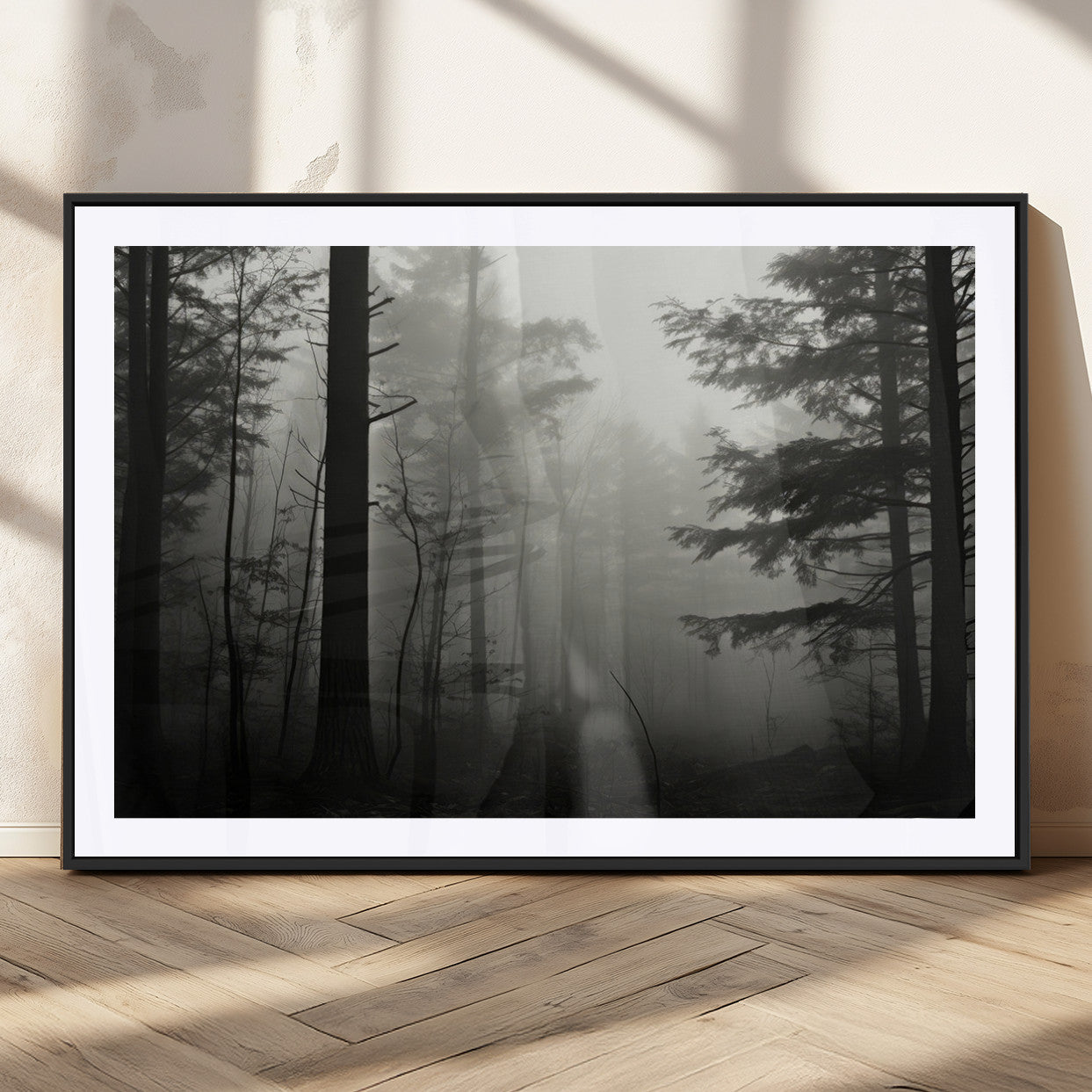 MGC-FP-36x24 - Misty Forest Wall Art Premium Canvas Print a Foggy and Serene Atmosphere - Nature Wall Art