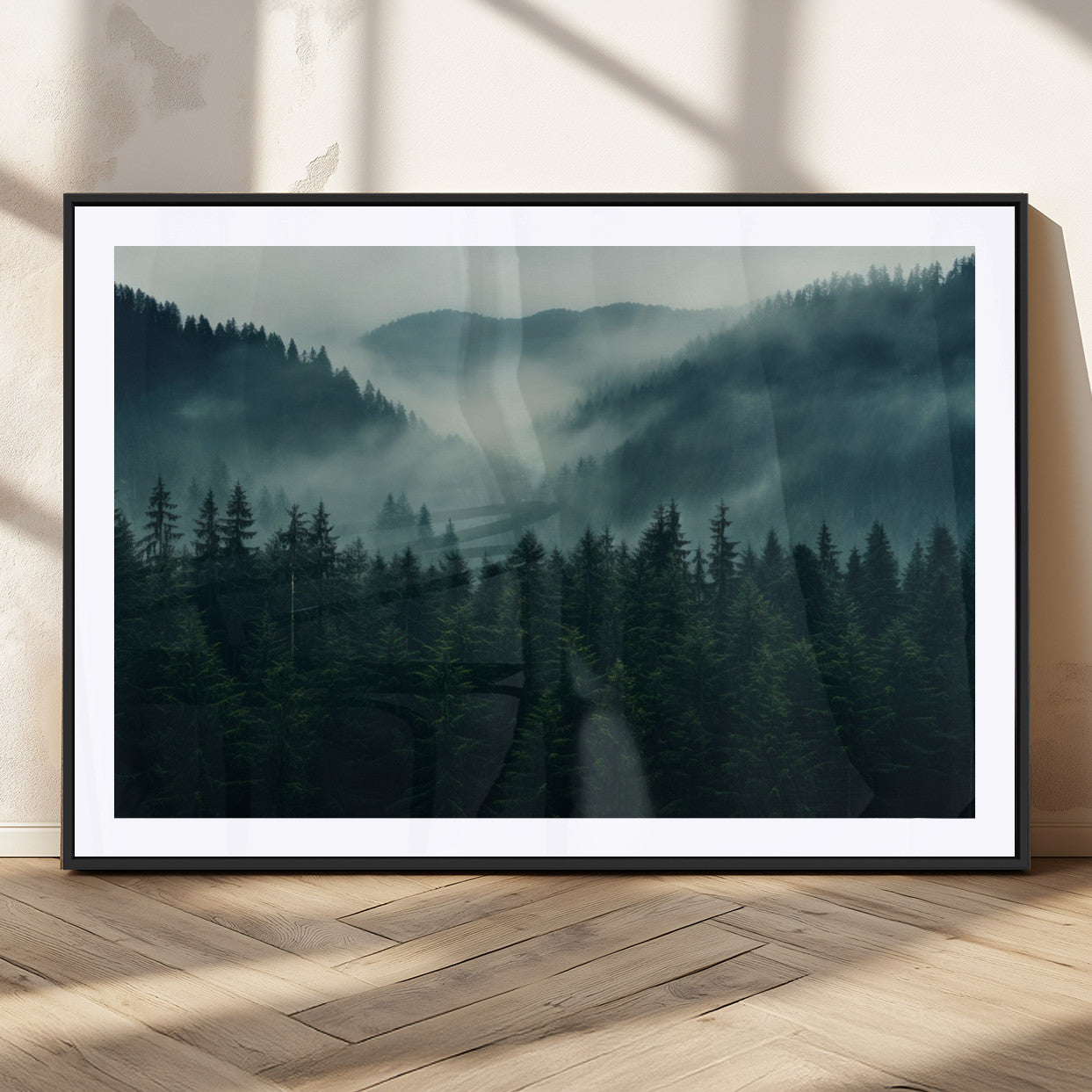 MGC-FP-36x24 - Captivating Misty Forest Wall Art Premium Canvas Print,  Foggy and Serene Atmosphere Wall Art Canvas