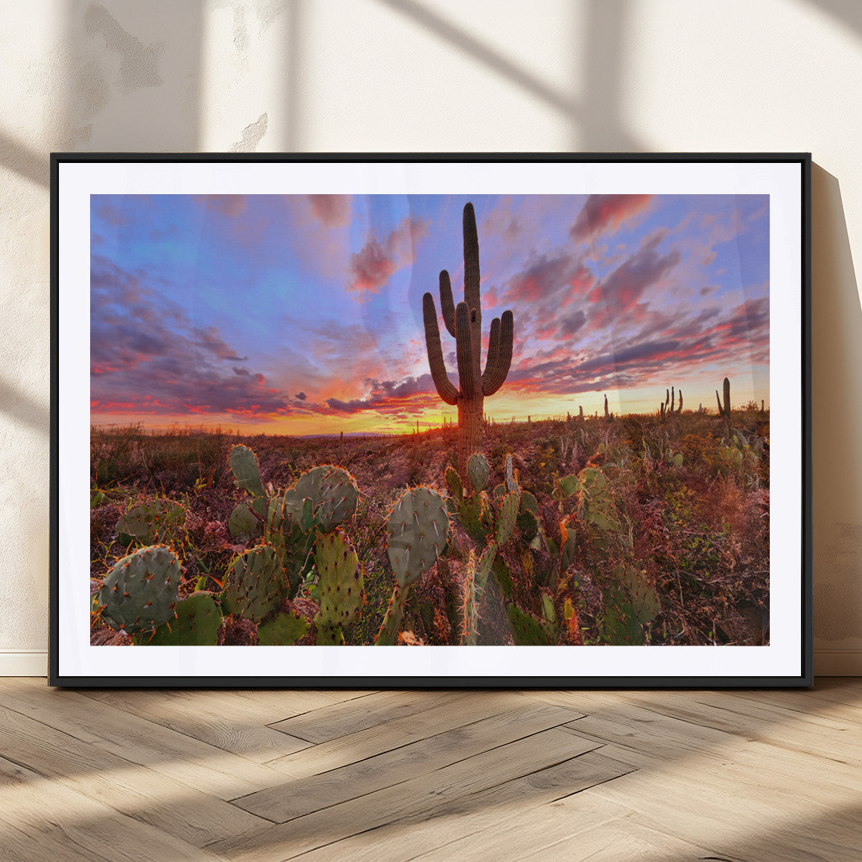 MGC-FP-36x24 - Arizona Desert Wall Art Canvas Print - Framed Deser Sunset Wall Decor