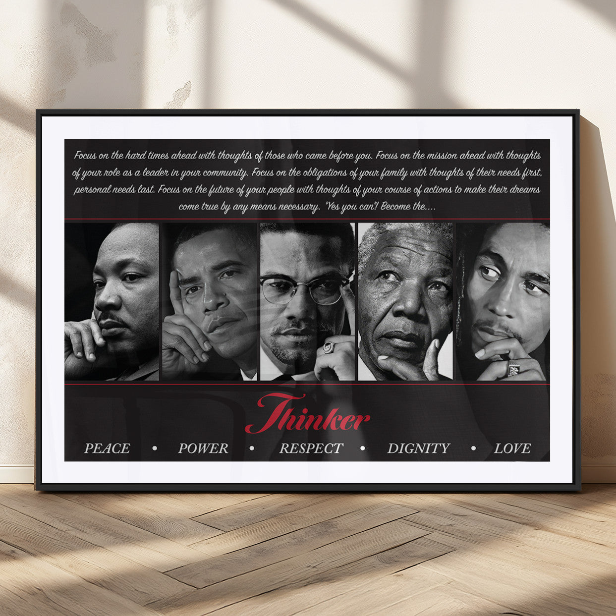 MGC-FP-36x24 - Thinker Peace Power Respect Dignity Wall Art | Thinkers of Changel Wall Art Featuring Icons of