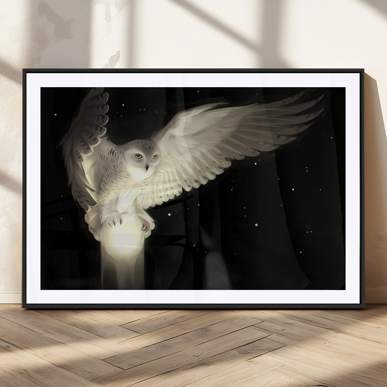 MGC-FP-36x24 - Night Owl Art -  Illuminating the Darkness – Unique Animal-Inspired Wall Art for Modern Decor |