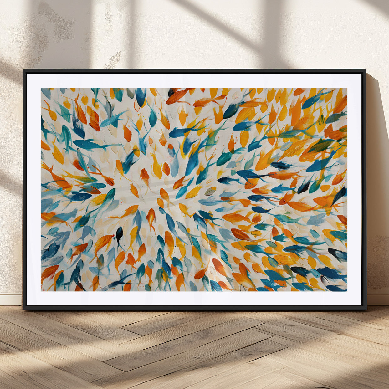 59969-MGC-FP-36x24_Black-Colorful Fish Wall Art Print – Abstract Ocean-Inspired Wall Art for Modern Spaces | Framed Canvas,